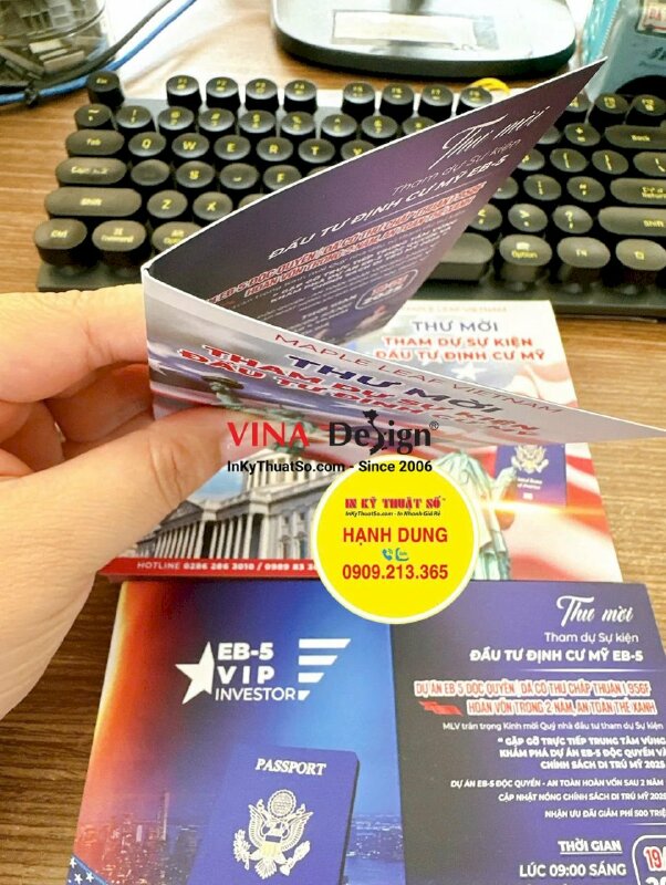 In thư mời tham dự sự kiện đầu tư định cư Mỹ, gia công cấn 1 đường - INKTS3420