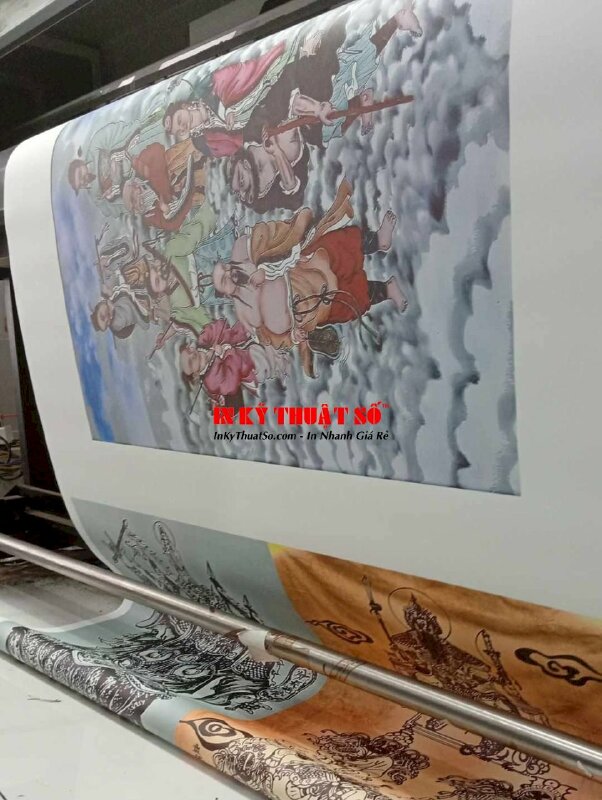 In tranh Bát tiên Quá Hải in vải Canvas mực dầu mờ - INKTS3391