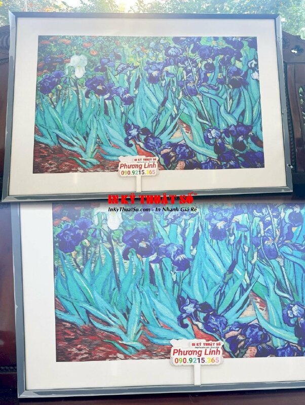 In tranh vải treo tường, tranh vải Canvas Hoa diên vĩ Irises sử dụng cá nhân - INKTS1205