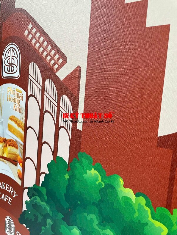 In vải Canvas hình chụp tiệm bánh ngọt phong cách tranh vẽ, đóng khung gỗ, lót formex mặt sau - INKTS3376