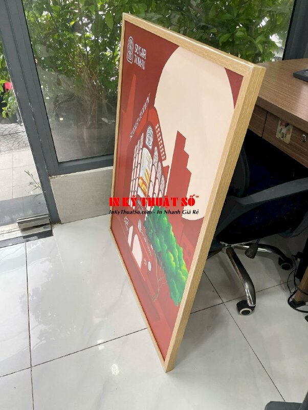 In vải Canvas hình chụp tiệm bánh ngọt phong cách tranh vẽ, đóng khung gỗ, lót formex mặt sau - INKTS3376