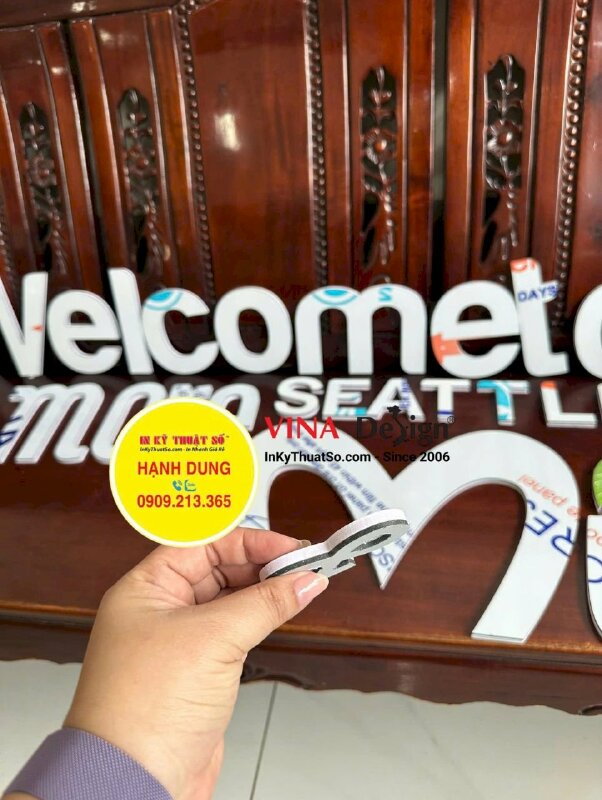 Làm mô hình chữ nổi Alu 3li, dán áp Format 5li làm bảng hiệu cửa hàng nước mía, hàng gửi đi Mỹ từ TPHCM - INKTS3416