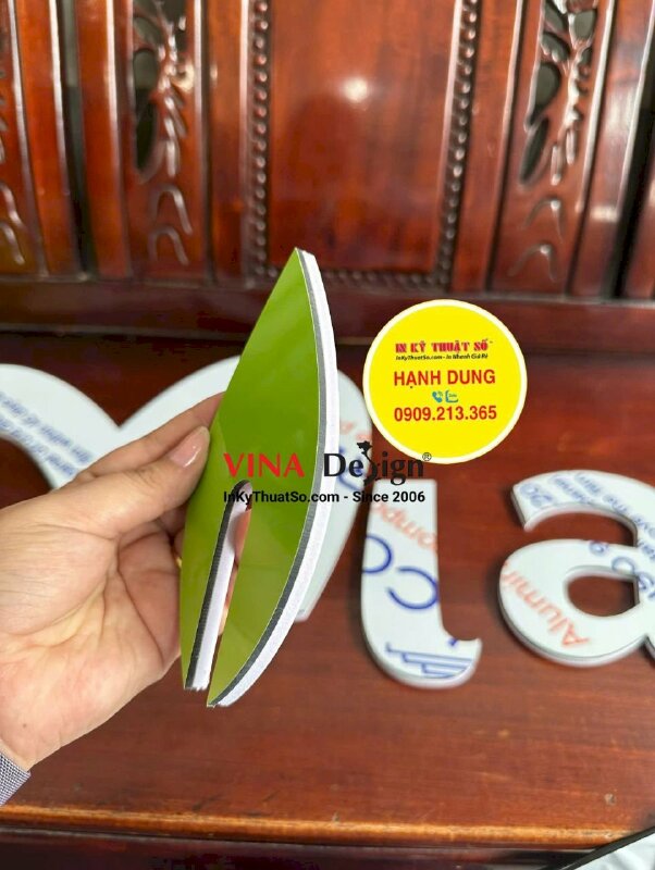 Làm mô hình chữ nổi Alu 3li, dán áp Format 5li làm bảng hiệu cửa hàng nước mía, hàng gửi đi Mỹ từ TPHCM - INKTS3416