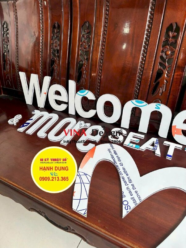 Làm mô hình chữ nổi Alu 3li, dán áp Format 5li làm bảng hiệu cửa hàng nước mía, hàng gửi đi Mỹ từ TPHCM - INKTS3416