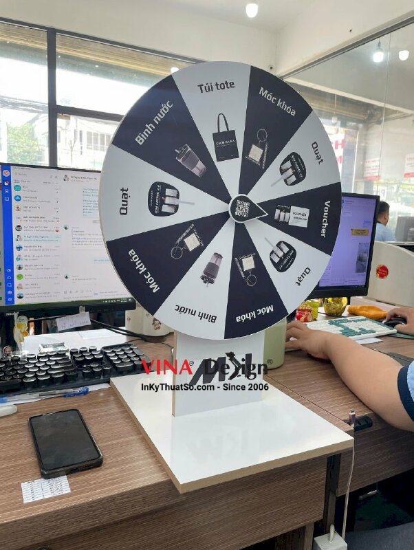 Làm vòng quay may mắn để bàn, đường kính 40cm - INKTS3408