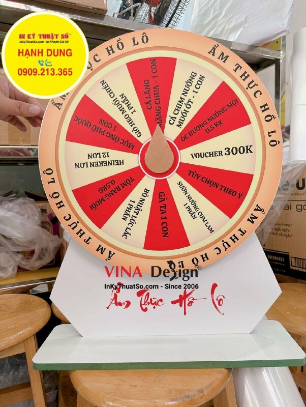 Sản xuất vòng quay may mắn để bàn size trung cho nhà hàng, quán ăn - INKTS1038