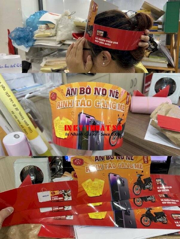 In băng đeo đầu 1 mặt, cán bóng, cắt thành phẩm, đính keo - INKTS304