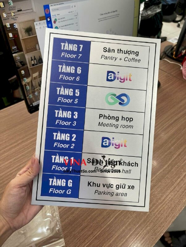 In bảng nhôm gắn thang máy số tầng, in UV thẻ nhôm dày màu bạc - INKTS3503