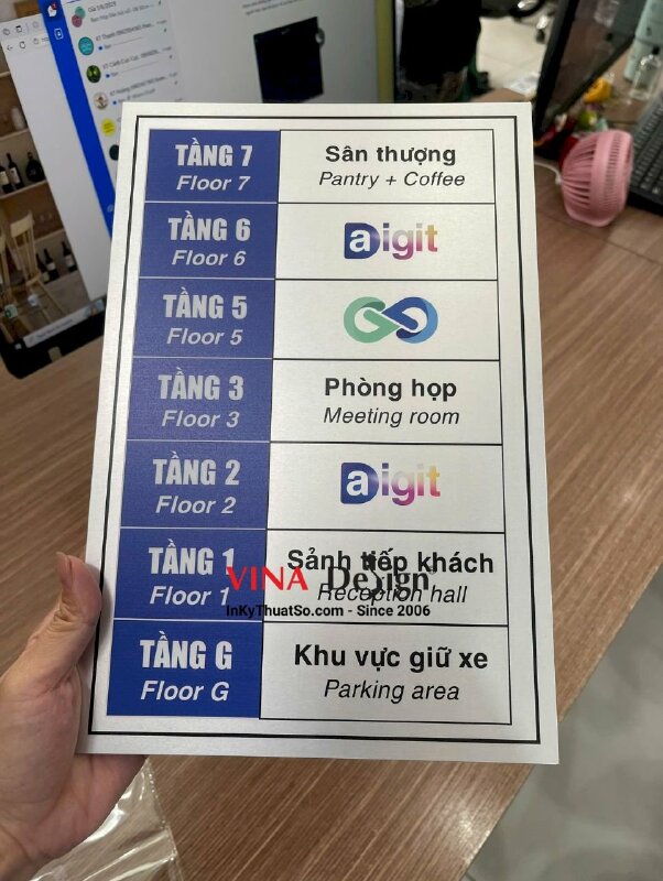 In bảng nhôm gắn thang máy số tầng, in UV thẻ nhôm dày màu bạc - INKTS3503