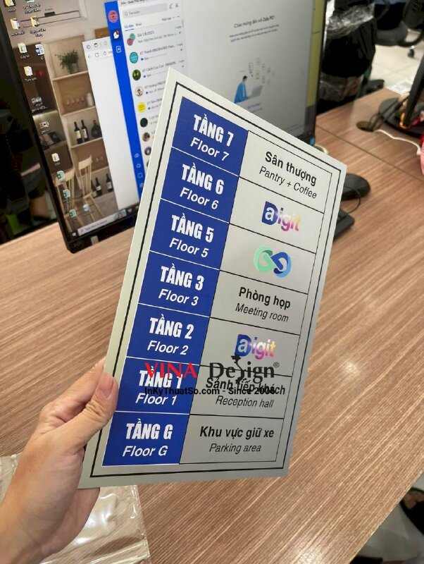 In bảng nhôm gắn thang máy số tầng, in UV thẻ nhôm dày màu bạc - INKTS3503