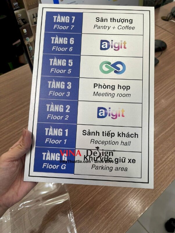 In bảng nhôm gắn thang máy số tầng, in UV thẻ nhôm dày màu bạc - INKTS3503