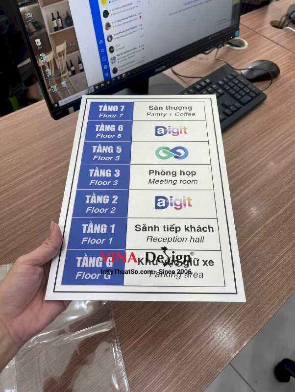 In bảng nhôm gắn thang máy số tầng, in UV thẻ nhôm dày màu bạc - INKTS3503