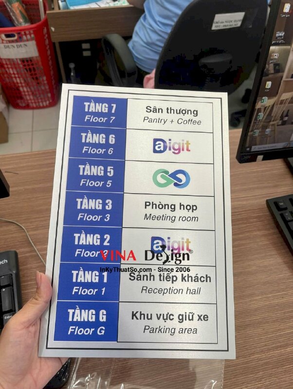 In bảng nhôm gắn thang máy số tầng, in UV thẻ nhôm dày màu bạc - INKTS3503