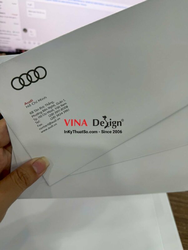 In bao thư 12 x 22 cm cho showroom ô tô hạng sang, in Offset bao thư số lượng lớn - INKTS3468