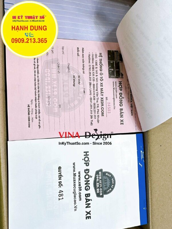 In biểu mẫu 2 liên làm Hợp đồng bán xe cho Hệ thống Ô tô Xe máy - INKTS1111