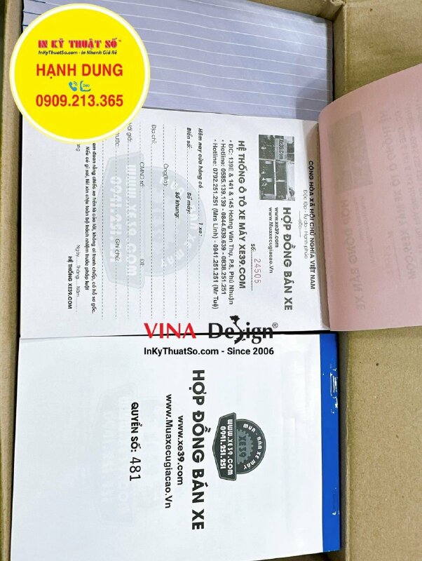 In biểu mẫu 2 liên làm Hợp đồng bán xe cho Hệ thống Ô tô Xe máy - INKTS1111