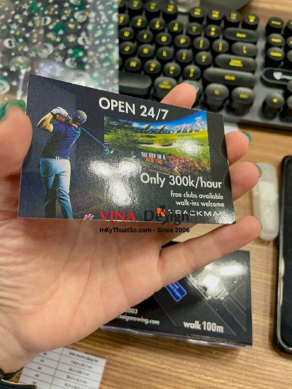 In card visit dịch vụ sân goft, in mã QRcode & bản đồ đường đi - INKTS3499
