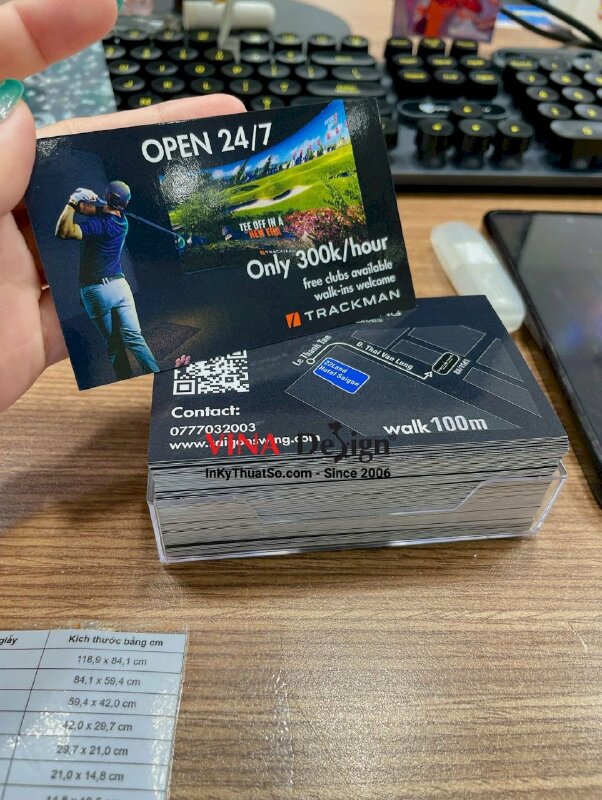 In card visit dịch vụ sân goft, in mã QRcode & bản đồ đường đi - INKTS3499