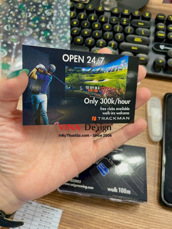 In card visit dịch vụ sân goft, in mã QRcode & bản đồ đường đi - INKTS3499