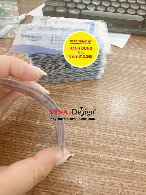 In card visit nhựa trong mờ chức danh Founder & CEO công ty máy lọc nước - INKTS3509
