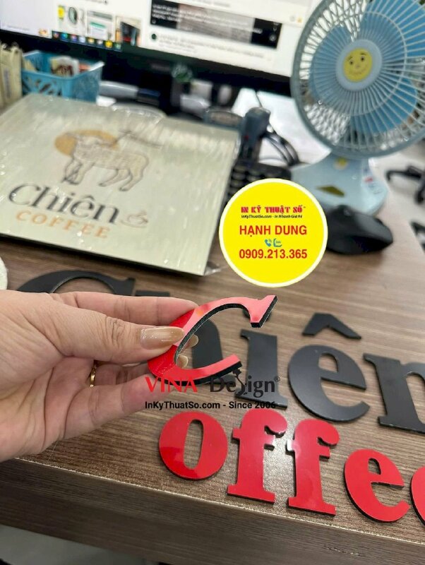 In combo bảng hiệu alu quán coffee: logo bảng hiệu tròn, vuông & chữ ghép tên quán - INKTS3480