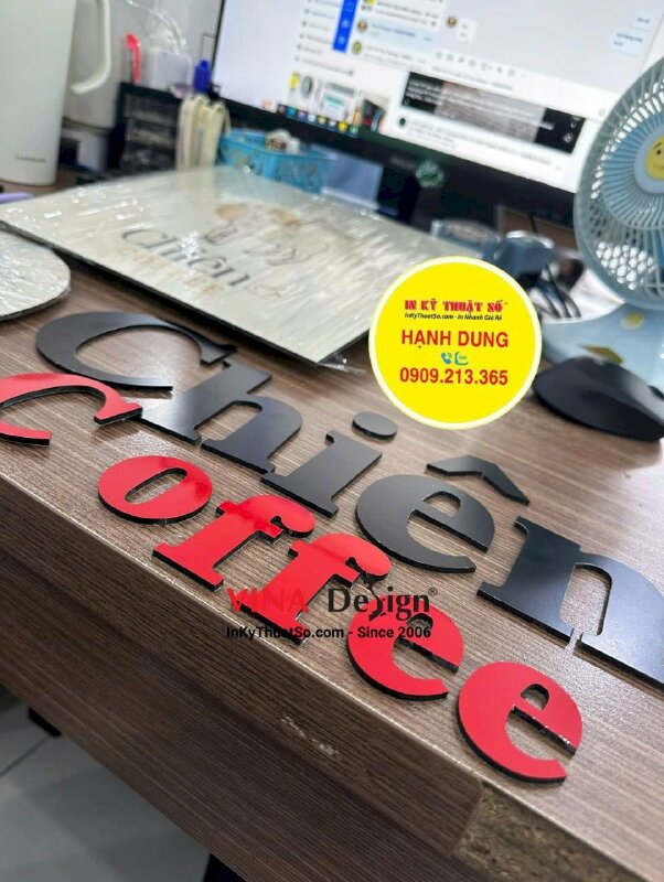 In combo bảng hiệu alu quán coffee: logo bảng hiệu tròn, vuông & chữ ghép tên quán - INKTS3480