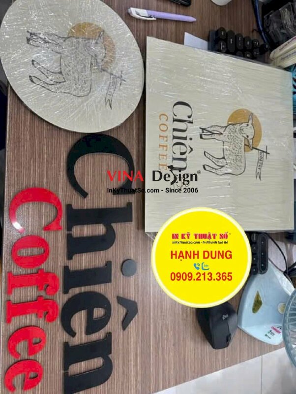 In combo bảng hiệu alu quán coffee: logo bảng hiệu tròn, vuông & chữ ghép tên quán - INKTS3480