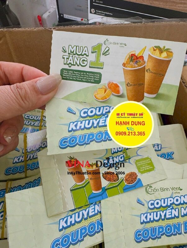 In cuốn voucher quà tặng khách hàng chuỗi cà phê, quyển coupon book khuyến mãi - INKTS3456