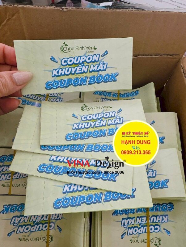 In cuốn voucher quà tặng khách hàng chuỗi cà phê, quyển coupon book khuyến mãi - INKTS3456
