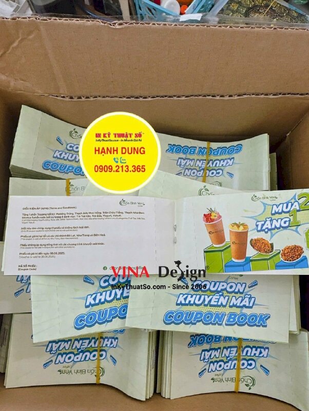 In cuốn voucher quà tặng khách hàng chuỗi cà phê, quyển coupon book khuyến mãi - INKTS3456