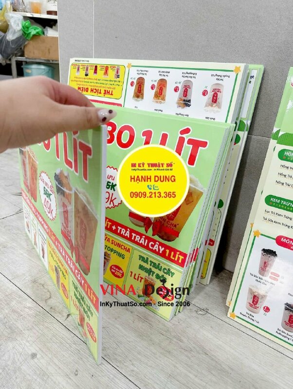 In menu formex treo tường thông tin khuyến mãi cho chuỗi hệ thống trà sữa - INKTS3516