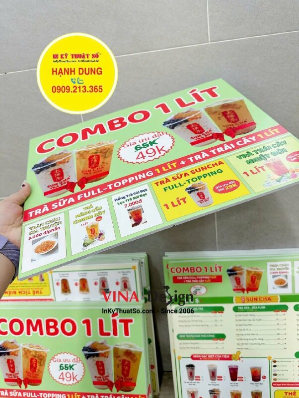 In menu formex treo tường thông tin khuyến mãi cho chuỗi hệ thống trà sữa - INKTS3516