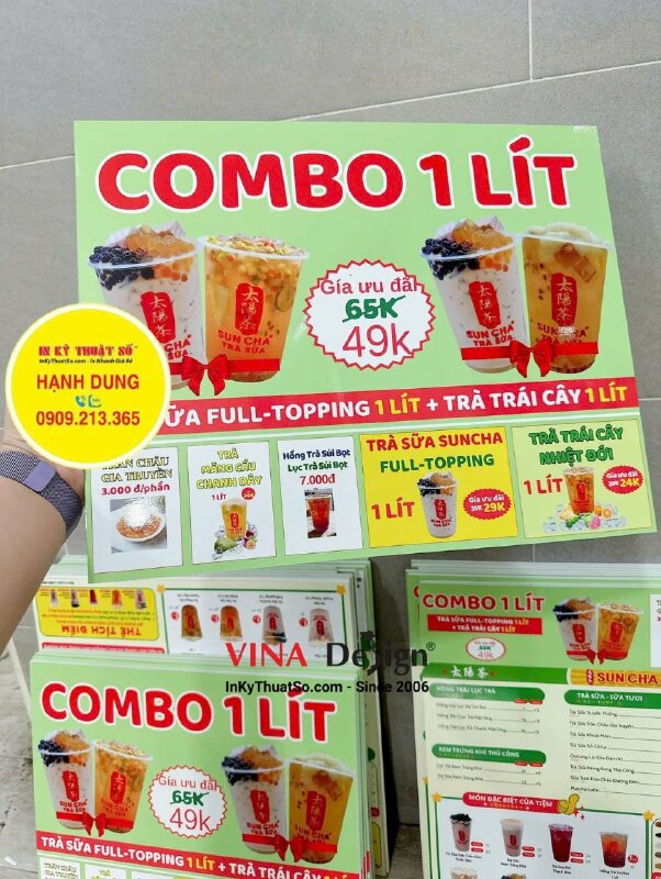 In menu formex treo tường thông tin khuyến mãi cho chuỗi hệ thống trà sữa - INKTS3516