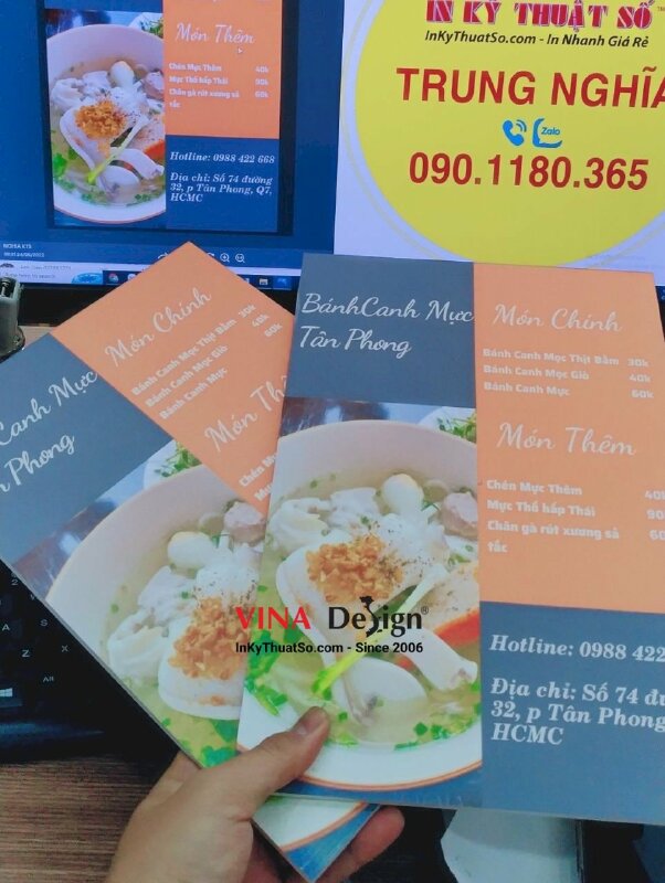 In menu quán bánh canh mực, in menu format khổ A4 cầm tay - INKTS839