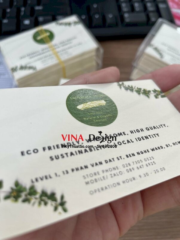 In name card giấy mỹ thuật Astropack cho shop sản phẩm thuần thiên nhiên - INKTS683