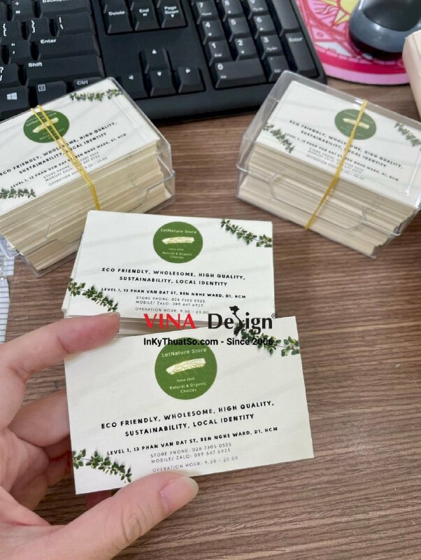 In name card giấy mỹ thuật Astropack cho shop sản phẩm thuần thiên nhiên - INKTS683
