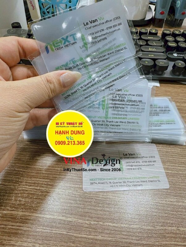 In name card nhựa trong mờ sần chức danh Chief executive officer (CEO) - INKTS3460