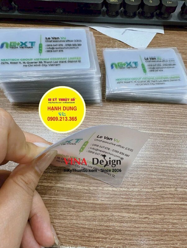 In name card nhựa trong mờ sần chức danh Chief executive officer (CEO) - INKTS3460