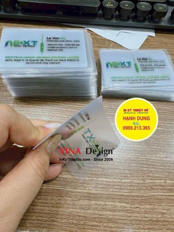 In name card nhựa trong mờ sần chức danh Chief executive officer (CEO) - INKTS3460