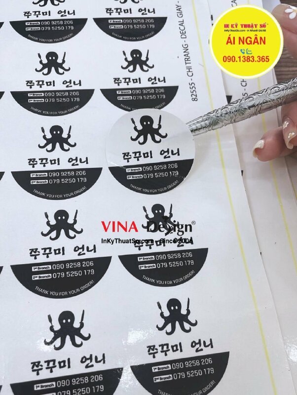 In nhãn dán hộp thức ăn mang về, in tem tròn decal giấy đường kính 4cm - INKTS1215