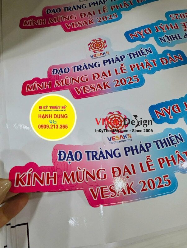 In nhãn dán nón lá sự kiện Mừng Đại Lễ Phật Đản, in tem decal sữa bế theo viền - INKTS3459