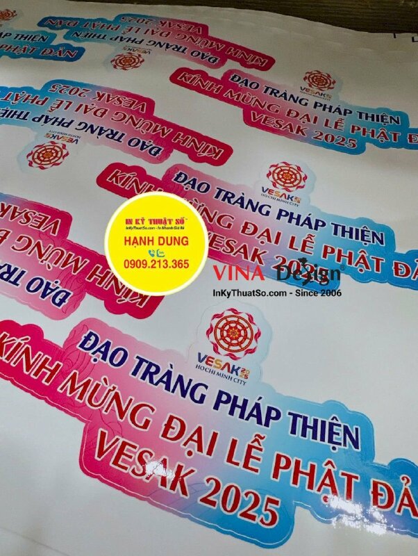 In nhãn dán nón lá sự kiện Mừng Đại Lễ Phật Đản, in tem decal sữa bế theo viền - INKTS3459