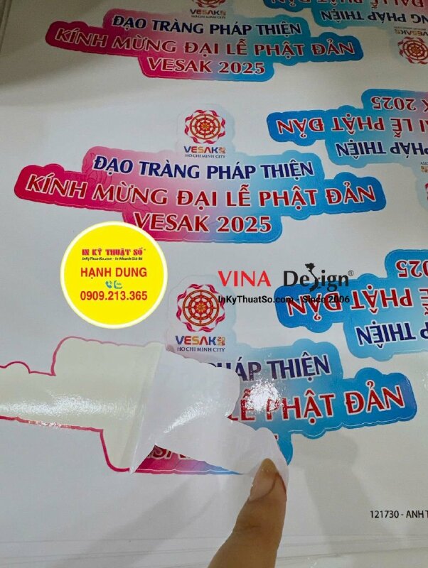 In nhãn dán nón lá sự kiện Mừng Đại Lễ Phật Đản, in tem decal sữa bế theo viền - INKTS3459