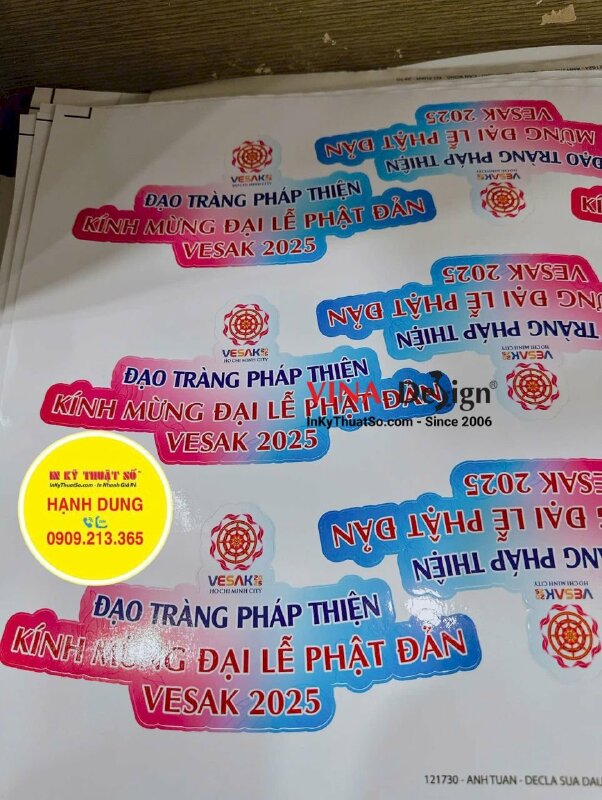 In nhãn dán nón lá sự kiện Mừng Đại Lễ Phật Đản, in tem decal sữa bế theo viền - INKTS3459