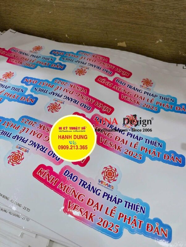 In nhãn dán nón lá sự kiện Mừng Đại Lễ Phật Đản, in tem decal sữa bế theo viền - INKTS3459