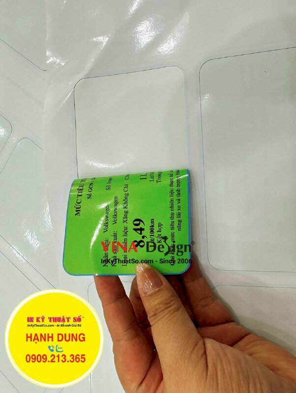 In nhãn tiêu thụ nhiên liệu cho xe ôtô, in decal ngược dán lên cửa kính - INKTS1183