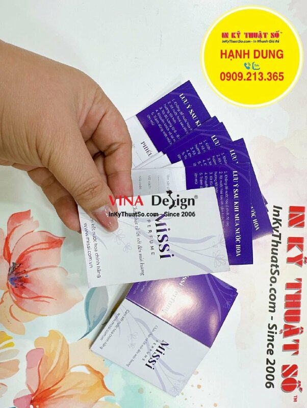 In phiếu bảo hành nước hoa kích thước 11x9cm in offset cấn 1 đường - INKTS1264