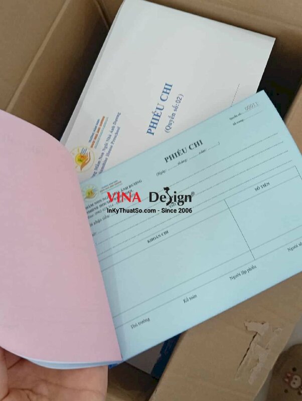 In phiếu chi cho trường mầm non, biểu mẫu 3 liên khổ A5 ngang - INKTS3538