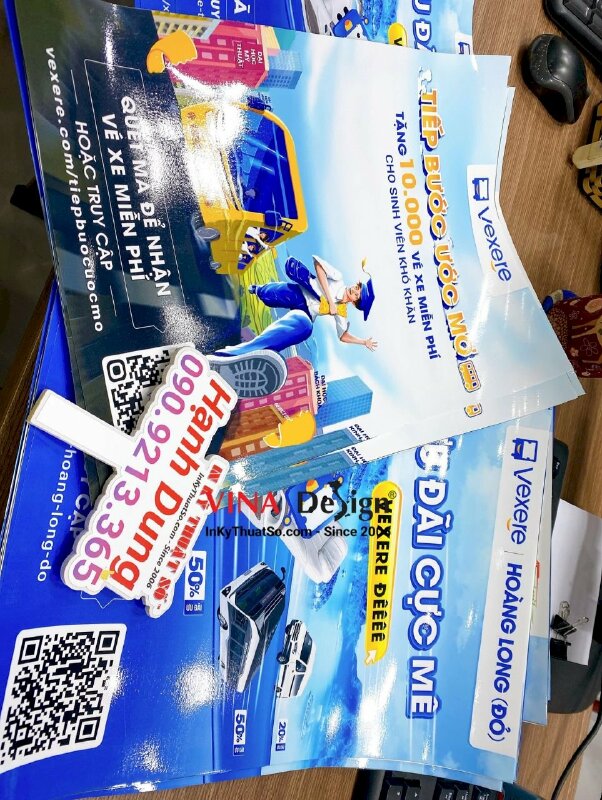 In poster dán tường, dán cửa kính theo yêu cầu cho văn phòng đặt vé xe, in poster A3 - INKTS748