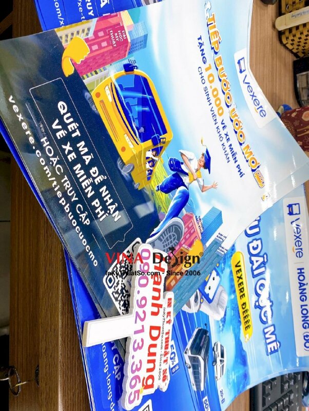 In poster dán tường, dán cửa kính theo yêu cầu cho văn phòng đặt vé xe, in poster A3 - INKTS748